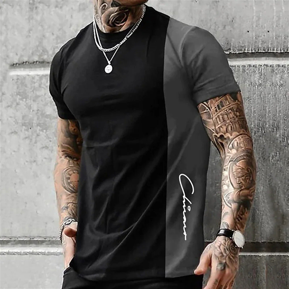 Printed Men's Casual Polyester Tee Short Sleeve