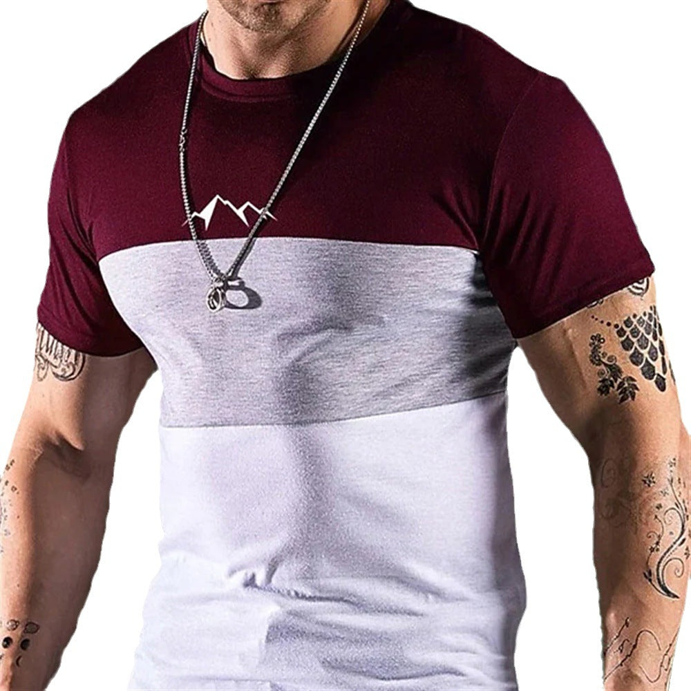 Printed Men's Casual Polyester Tee Short Sleeve