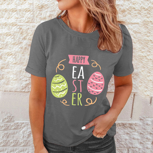 Women's Easter Printed Casual Short Sleeve Tee