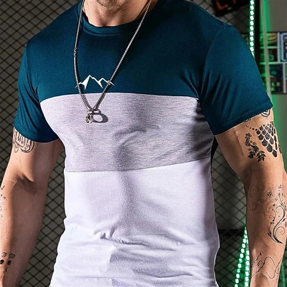 Printed Men's Casual Polyester Tee Short Sleeve