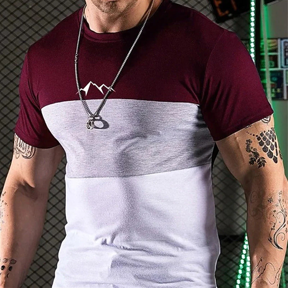 Printed Men's Casual Polyester Tee Short Sleeve