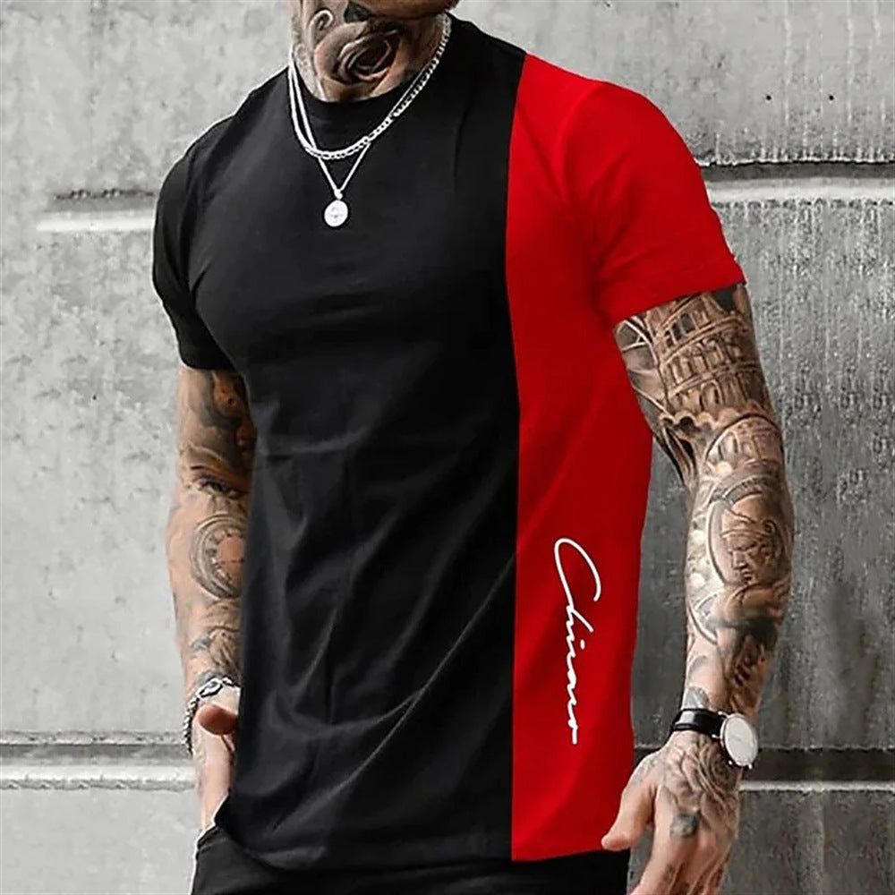 Printed Men's Casual Polyester Tee Short Sleeve