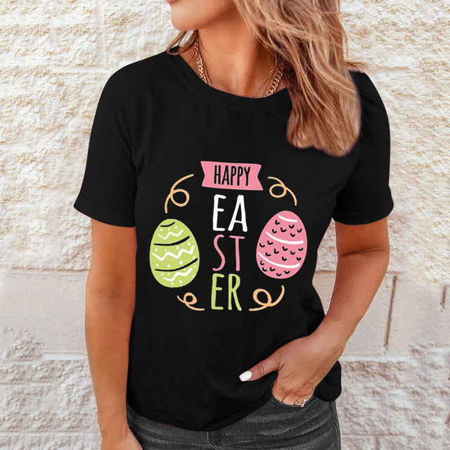 Women's Easter Printed Casual Short Sleeve Tee